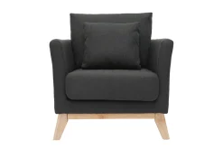 Miliboo Fauteuil Design|Voir Tous Les Fauteuils-Fauteuil scandinave déhoussable en tissu gris foncé et bois clair OSLO