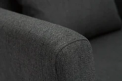 Miliboo Fauteuil Design|Voir Tous Les Fauteuils-Fauteuil scandinave déhoussable en tissu gris foncé et bois clair OSLO