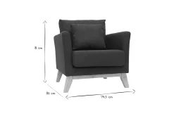 Miliboo Fauteuil Design|Voir Tous Les Fauteuils-Fauteuil scandinave déhoussable en tissu gris foncé et bois clair OSLO
