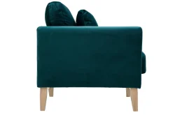 Miliboo Fauteuil Design|Voir Tous Les Fauteuils-Fauteuil scandinave déhoussable en tissu velours bleu pétrole et bois clair OSLO