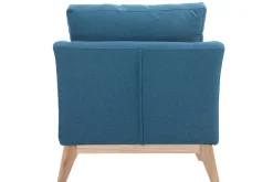 Miliboo Fauteuil Design|Voir Tous Les Fauteuils-Fauteuil scandinave déhoussable en tissu bleu canard et bois clair OSLO