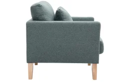 Miliboo Fauteuil Design|Voir Tous Les Fauteuils-Fauteuil scandinave déhoussable en tissu vert de gris et bois clair OSLO