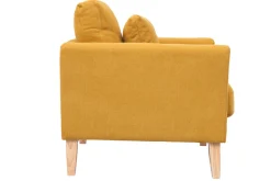 Miliboo Fauteuil Design|Voir Tous Les Fauteuils-Fauteuil scandinave déhoussable en tissu effet velours jaune moutarde et bois clair OSLO