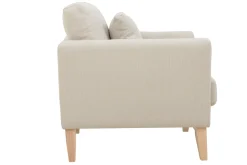 Miliboo Fauteuil Design|Voir Tous Les Fauteuils-Fauteuil scandinave déhoussable en tissu beige et bois clair OSLO