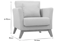 Miliboo Fauteuil Design|Voir Tous Les Fauteuils-Fauteuil scandinave déhoussable en tissu beige et bois clair OSLO