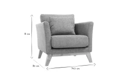 Miliboo Fauteuil Design|Voir Tous Les Fauteuils-Fauteuil scandinave déhoussable en tissu gris clair et bois clair OSLO