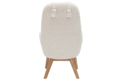 Miliboo Fauteuil Design|Voir Tous Les Fauteuils-Fauteuil scandinave en tissu effet peau de mouton blanc et bois clair MANIA