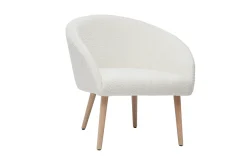 Miliboo Fauteuil Design|Voir Tous Les Fauteuils-Fauteuil scandinave en tissu effet laine bouclée blanc cassé et bois clair OLIVIA