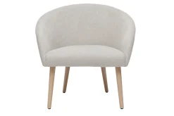 Miliboo Fauteuil Design|Voir Tous Les Fauteuils-Fauteuil scandinave en tissu effet velours texturé beige et bois clair OLIVIA