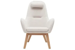 Miliboo Fauteuil Design|Voir Tous Les Fauteuils-Fauteuil scandinave en tissu beige et bois clair MANIA