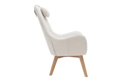 Miliboo Fauteuil Design|Voir Tous Les Fauteuils-Fauteuil scandinave en tissu beige et bois clair MANIA