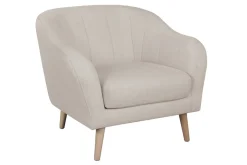 Miliboo Fauteuil Design|Voir Tous Les Fauteuils-Fauteuil scandinave en tissu beige et bois clair ISIS