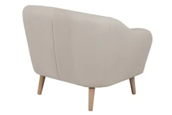 Miliboo Fauteuil Design|Voir Tous Les Fauteuils-Fauteuil scandinave en tissu beige et bois clair ISIS