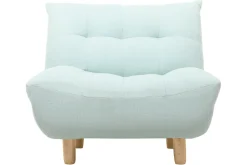 Miliboo Fauteuil Design|Voir Tous Les Fauteuils-Fauteuil scandinave en tissu menthe à l'eau et bois clair YUMI