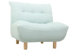 Miliboo Fauteuil Design|Voir Tous Les Fauteuils-Fauteuil scandinave en tissu menthe à l'eau et bois clair YUMI