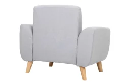 Miliboo Fauteuil Design|Voir Tous Les Fauteuils-Fauteuil scandinave en tissu gris clair et bois clair EKTOR