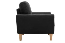 Miliboo Fauteuil Design|Voir Tous Les Fauteuils-Fauteuil scandinave en tissu gris anthracite et bois clair ALICE