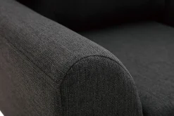 Miliboo Fauteuil Design|Voir Tous Les Fauteuils-Fauteuil scandinave en tissu gris anthracite et bois clair ALICE