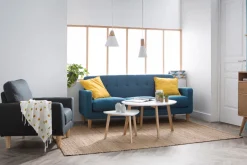 Miliboo Fauteuil Design|Voir Tous Les Fauteuils-Fauteuil scandinave en tissu gris anthracite et bois clair ALICE