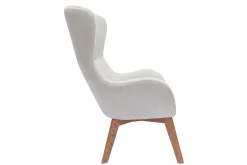 Miliboo Fauteuil Design|Voir Tous Les Fauteuils-Fauteuil scandinave en tissu effet velours texturé beige et bois clair ESKUA
