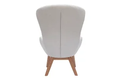 Miliboo Fauteuil Design|Voir Tous Les Fauteuils-Fauteuil scandinave en tissu effet velours texturé beige et bois clair ESKUA