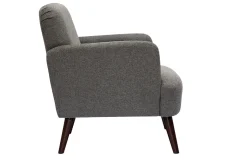 Miliboo Fauteuil Design|Voir Tous Les Fauteuils-Fauteuil scandinave en tissu effet velours texturé gris et bois foncé ISKO