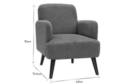 Miliboo Fauteuil Design|Voir Tous Les Fauteuils-Fauteuil scandinave en tissu effet velours texturé gris et bois foncé ISKO