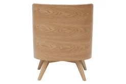 Miliboo Fauteuil Design|Voir Tous Les Fauteuils-Fauteuil scandinave en tissu effet laine bouclée blanc cassé et bois clair VALMY