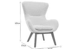 Miliboo Fauteuil Design|Voir Tous Les Fauteuils-Fauteuil scandinave en tissu effet peau de mouton blanc et bois clair ESKUA