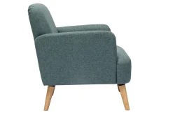 Miliboo Fauteuil Design|Voir Tous Les Fauteuils-Fauteuil scandinave en tissu vert de gris et bois clair ISKO