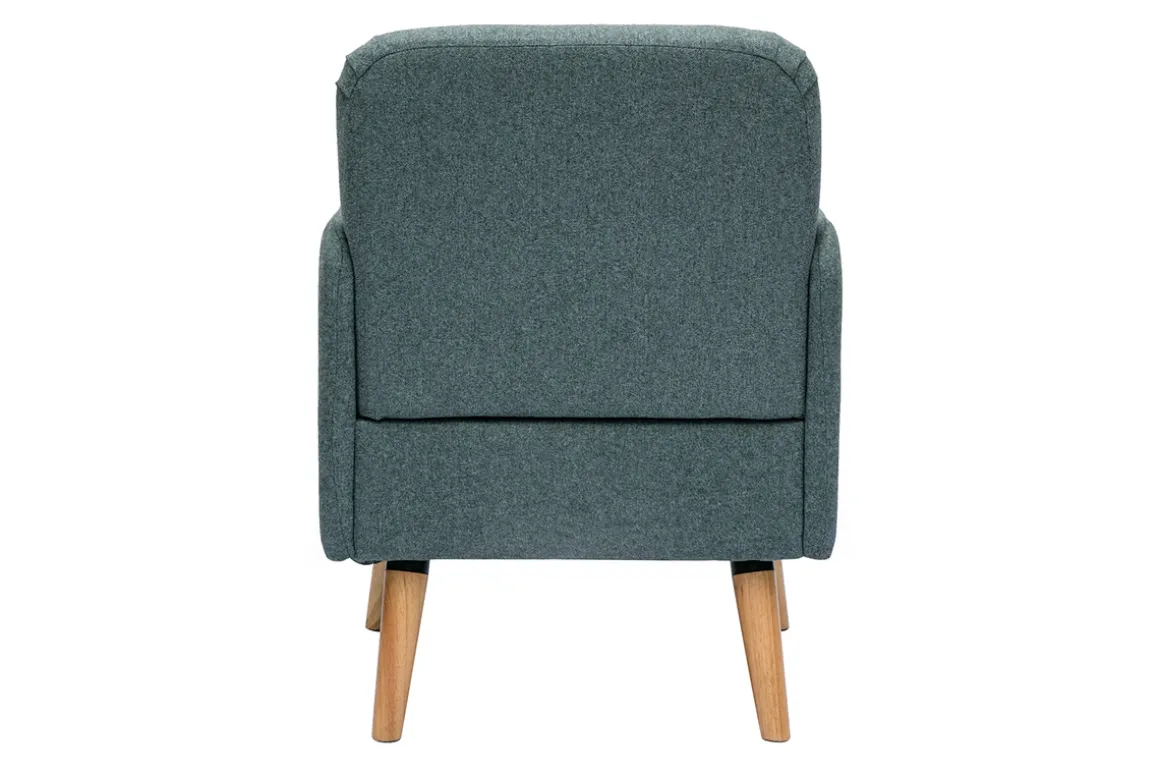 Miliboo Fauteuil Design|Voir Tous Les Fauteuils-Fauteuil scandinave en tissu vert de gris et bois clair ISKO