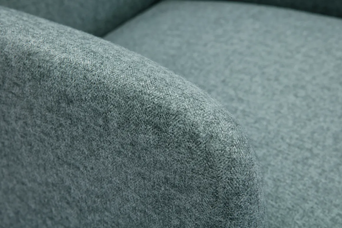 Miliboo Fauteuil Design|Voir Tous Les Fauteuils-Fauteuil scandinave en tissu vert de gris et bois clair ISKO