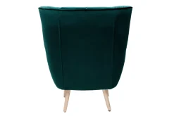 Miliboo Fauteuil Design|Voir Tous Les Fauteuils-Fauteuil scandinave en tissu velours bleu pétrole et bois clair AVERY