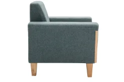 Miliboo Fauteuil Design|Voir Tous Les Fauteuils-Fauteuil scandinave en tissu vert de gris et bois clair FJORD
