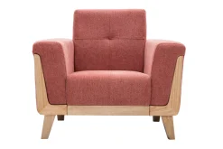 Miliboo Fauteuil Design|Voir Tous Les Fauteuils-Fauteuil scandinave en tissu terracotta et bois clair FJORD