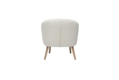 Miliboo Fauteuil Design|Voir Tous Les Fauteuils-Fauteuil scandinave en tissu effet laine bouclée blanc cassé et bois clair MAGGIE