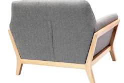 Miliboo Fauteuil Design|Voir Tous Les Fauteuils-Fauteuil scandinave en tissu gris et bois clair massif YOKO