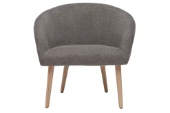 Miliboo Fauteuil Design|Voir Tous Les Fauteuils-Fauteuil scandinave en tissu effet velours texturé gris et bois clair OLIVIA