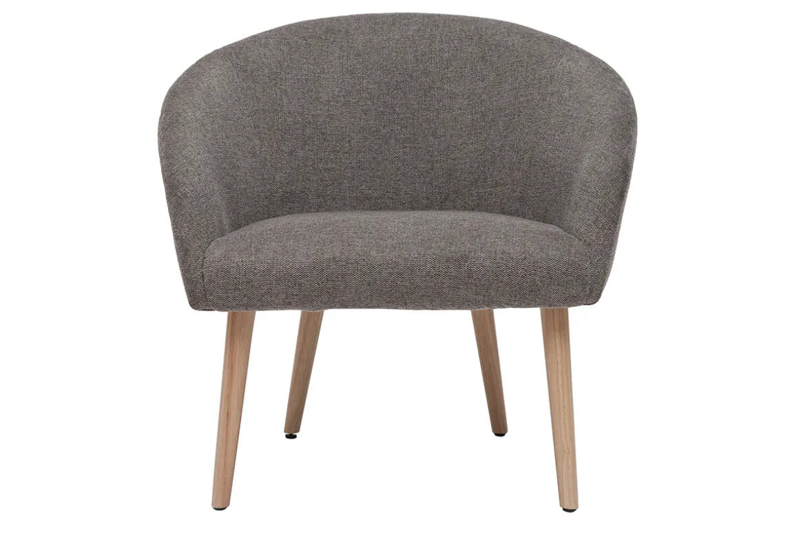 Miliboo Fauteuil Design|Voir Tous Les Fauteuils-Fauteuil scandinave en tissu effet velours texturé gris et bois clair OLIVIA