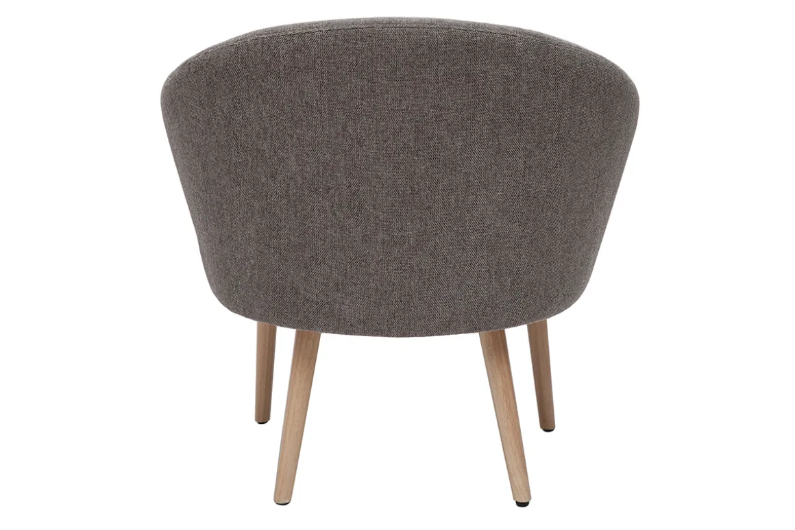 Miliboo Fauteuil Design|Voir Tous Les Fauteuils-Fauteuil scandinave en tissu effet velours texturé gris et bois clair OLIVIA
