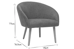 Miliboo Fauteuil Design|Voir Tous Les Fauteuils-Fauteuil scandinave en tissu effet velours texturé gris et bois clair OLIVIA