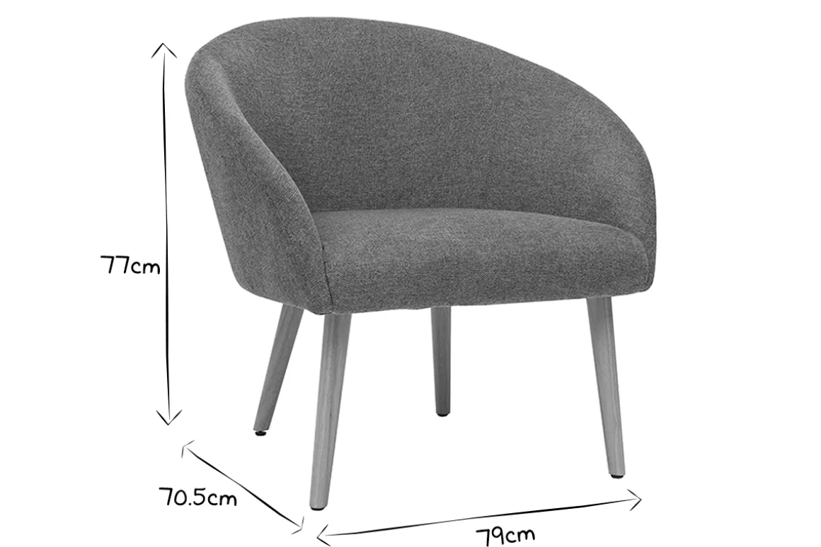 Miliboo Fauteuil Design|Voir Tous Les Fauteuils-Fauteuil scandinave en tissu effet velours texturé gris et bois clair OLIVIA