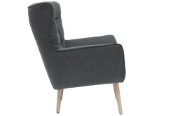 Miliboo Fauteuil Design|Voir Tous Les Fauteuils-Fauteuil scandinave en tissu effet velours texturé gris foncé et bois clair AVERY