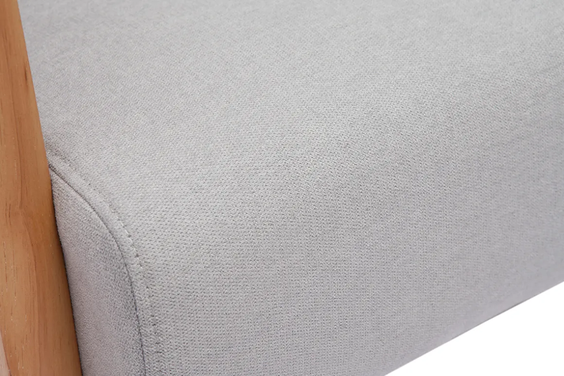 Miliboo Fauteuil Design|Voir Tous Les Fauteuils-Fauteuil scandinave en tissu effet velours gris clair et bois clair massif DERRY