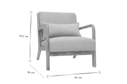 Miliboo Fauteuil Design|Voir Tous Les Fauteuils-Fauteuil scandinave en tissu effet velours gris clair et bois clair massif DERRY