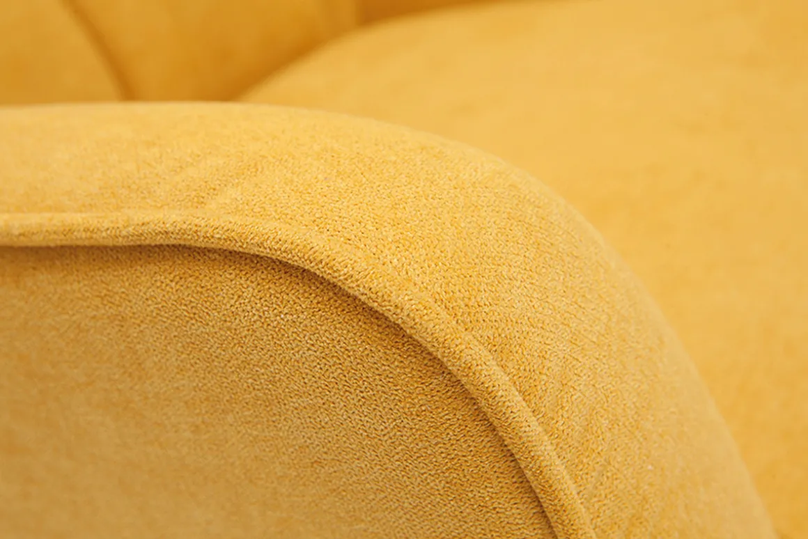 Miliboo Fauteuil Design|Voir Tous Les Fauteuils-Fauteuil scandinave en tissu effet velours jaune moutarde et bois clair AVERY