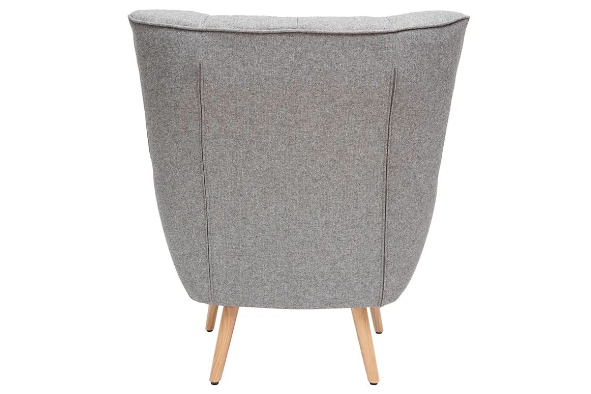Miliboo Fauteuil Design|Voir Tous Les Fauteuils-Fauteuil scandinave en tissu gris clair et bois clair AVERY