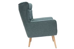 Miliboo Fauteuil Design|Voir Tous Les Fauteuils-Fauteuil scandinave en tissu vert de gris et bois clair AVERY