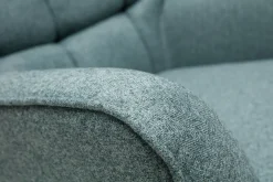 Miliboo Fauteuil Design|Voir Tous Les Fauteuils-Fauteuil scandinave en tissu vert de gris et bois clair AVERY