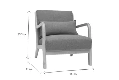 Miliboo Fauteuil Design|Voir Tous Les Fauteuils-Fauteuil scandinave en tissu vert de gris et bois clair massif DERRY